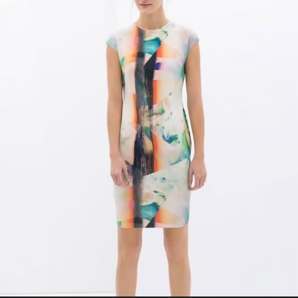 ZARA Multicolor Abstract Print Dress
